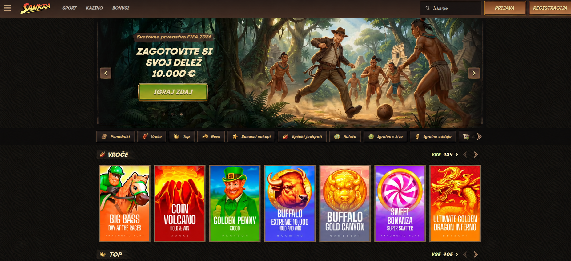 Sankra casino live games section displaying roulette and blackjack tables